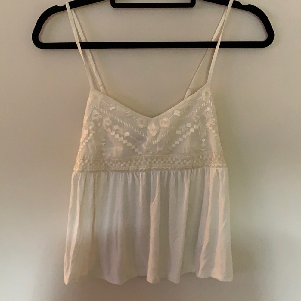 Embroidered Babydoll Crop Top